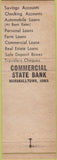 Matchbook Cover - Commercial State Bank Marshalltown IA