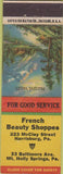 Matchbook Cover - French Beauty Shoppes Mt Holly Springs PA