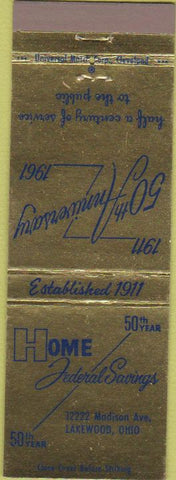 Matchbook Cover - Home Federal Savings Lakewood OH