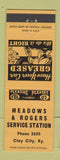 Matchbook Cover - Meadows & Rogers Service oil gas Clay City KY