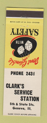 Matchbook Cover - Clark's Service oil gas Geneva IL