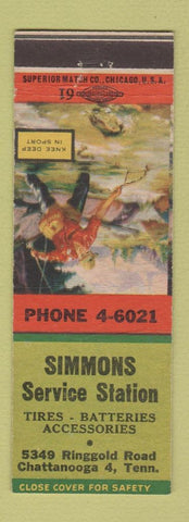 Matchbook Cover - Simmons Service oil gas Chattanooga TN