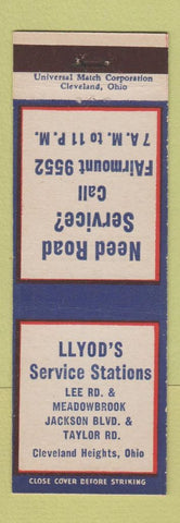 Matchbook Cover - Lloyd's Service oil gas Cleveland Heights OH