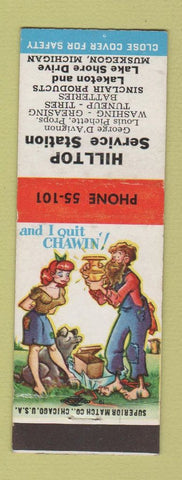 Matchbook Cover - Hilltop Service oil gas Muskegon MI hillbilly
