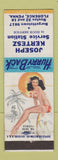 Matchbook Cover - Joseph Kertesz Service oil gas Florence PA pinup