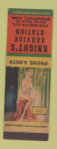 Matchbook Cover - Knight's Service oil gas Bridgeport CT pinup