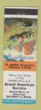 Matchbook Cover - Grand American Service oil gas Detroit MI