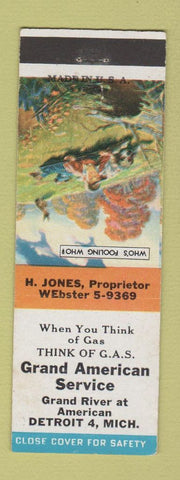 Matchbook Cover - Grand American Service oil gas Detroit MI