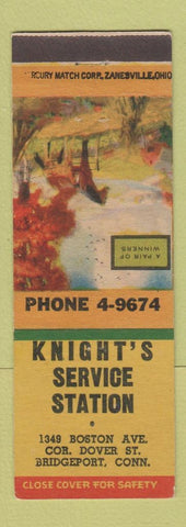 Matchbook Cover - Knight's Service oil gas Bridgeport CT