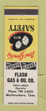 Matchbook Cover - Flash oil gas Murfreesboro TN