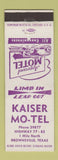 Matchbook Cover - Kaiser Motel Brownsville TX