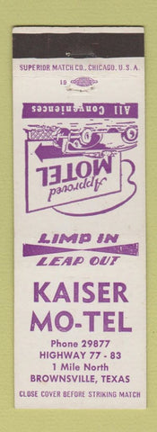 Matchbook Cover - Kaiser Motel Brownsville TX