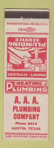 Matchbook Cover - AAA Plumbing Austin TX