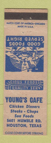 Matchbook Cover - Young's Cafe Houston TX
