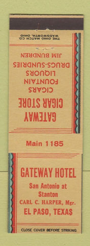 Matchbook Cover - Gateway Hotel Cigar Store El Paso TX