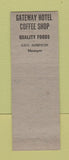 Matchbook Cover - Gateway Hotel Cigar Store El Paso TX