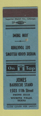 Matchbook Cover - Jones BBQ Stand Wichita Falls TX WEAR
