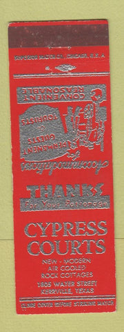 Matchbook Cover - Cypress Courts Motel Kerrville TX