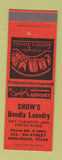 Matchbook Cover - Show's Bendix Laundry Harlingen TX
