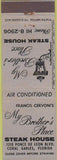Matchbook Cover - My Brother's Place Steak House Coral Gables FL