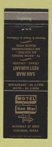 Matchbook Cover - Motel San Mar Cleburne TX
