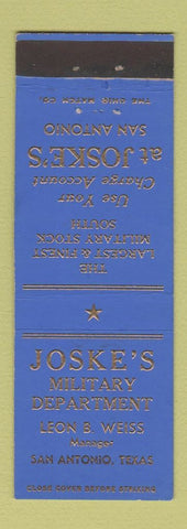 Matchbook Cover - Joske's Military Department San Antonio TX