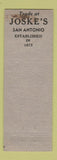 Matchbook Cover - Joske's Military Department San Antonio TX
