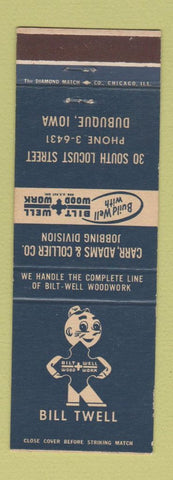 Matchbook Cover - Carr Adams Collier Cobbing Bilt Well Wood Work Dubuque IA