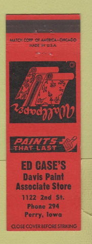 Matchbook Cover - Ed Case's Davis Paint Store Perry IA