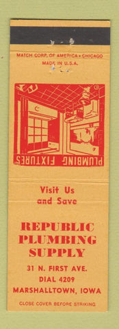 Matchbook Cover - Republic Plumbing Supply Marshalltown IA