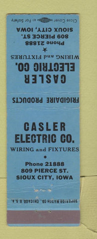Matchbook Cover - Casler Electric Sioux City IA