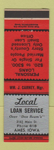Matchbook Cover - Local Loan Service Ames IA