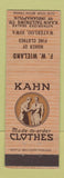 Matchbook Cover - Kah Men's Clothes FW Wieland Waterloo IA