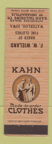 Matchbook Cover - Kah Men's Clothes FW Wieland Waterloo IA