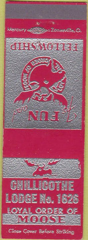 Matchbook Cover - Chillochothe Moose Lodge OH red