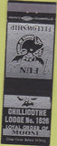 Matchbook Cover - Chillochothe Moose Lodge OH black