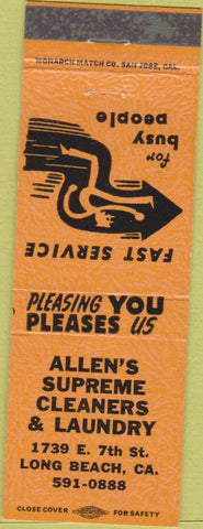 Matchbook Cover - Allen's Supreme Cleaners Long Beach CA