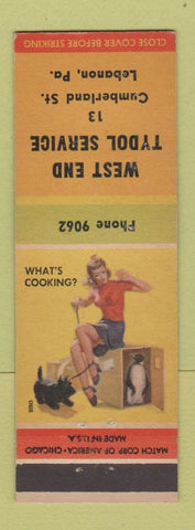 Matchbook Cover - West End Tydol oil gas Lebanon PA WEAR pinup