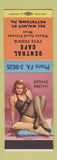 Matchbook Cover - Central Cafe Pottstown PA Pete Fedick WEAR pinup