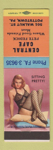 Matchbook Cover - Central Cafe Pottstown PA Pete Fedick WEAR pinup