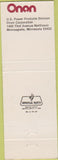 Matchbook Cover - Onan Generators Engines Sacramento CA