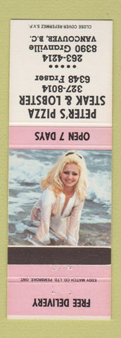 Matchbook Cover - Peter's Pizza Steak Lobster Vancouver BC pinup