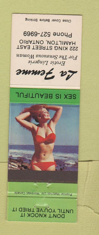 Matchbook Cover - La Femme Lingerie Hamilton ON pinup