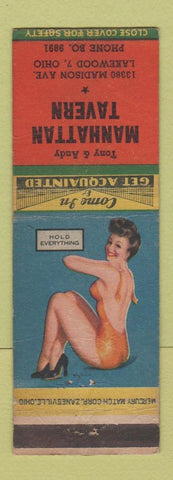 Matchbook Cover - Manhattan Tavern Lakewood OH WORN pinup