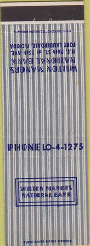 Matchbook Cover - Wilton Manors National Bank Ft Lauderdale FL