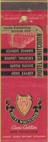 Matchbook Cover - Hotel Whitcomb San Francisco CA