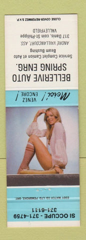 Matchbook Cover - Bellerive Auto Spring Valleyfield QC pinup