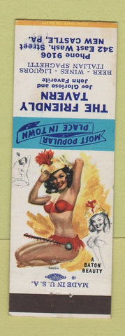 Matchbook Cover - Friendly Tavern New Castle PA WEAR pinup