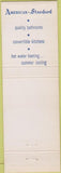 Matchbook Cover - American Standard Plumbing Fixtures