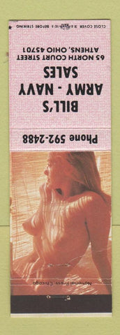 Matchbook Cover - Bill's Army Navy Sales Athens OH pinup